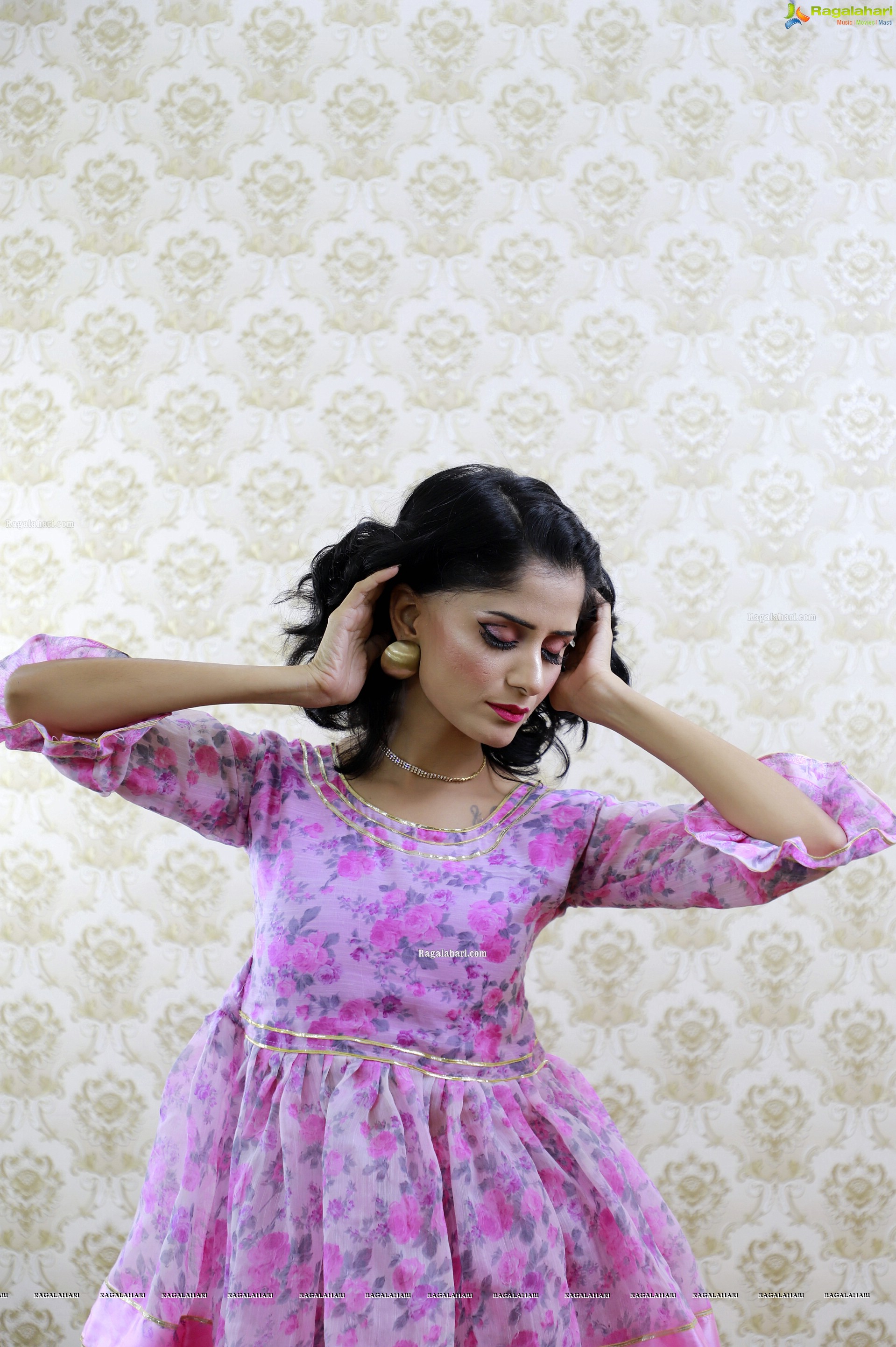 Anukriti Govind Sharma in Pink Floral Ruffle Dress, HD Gallery