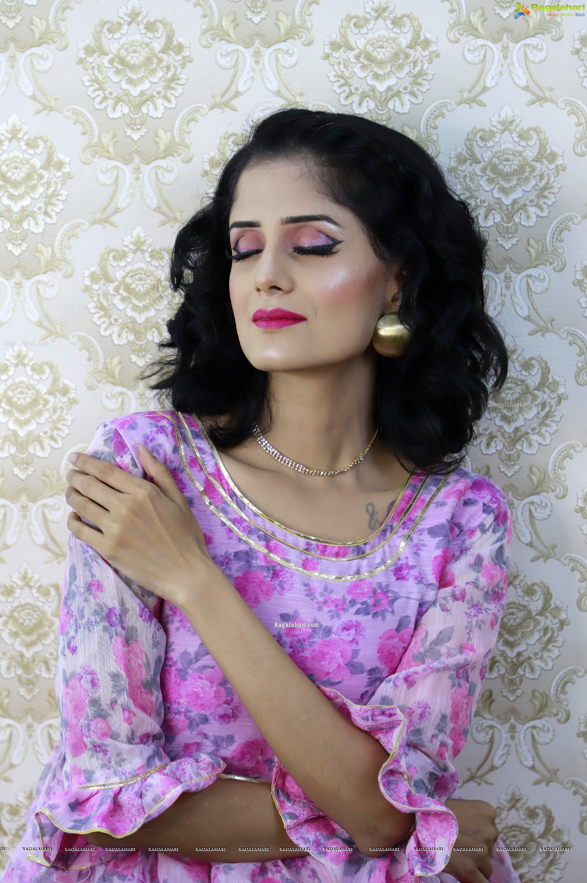 Anukriti Govind Sharma in Pink Floral Ruffle Dress, HD Gallery