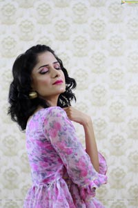 Anukriti Govind Sharma in Pink Floral Ruffle Dress