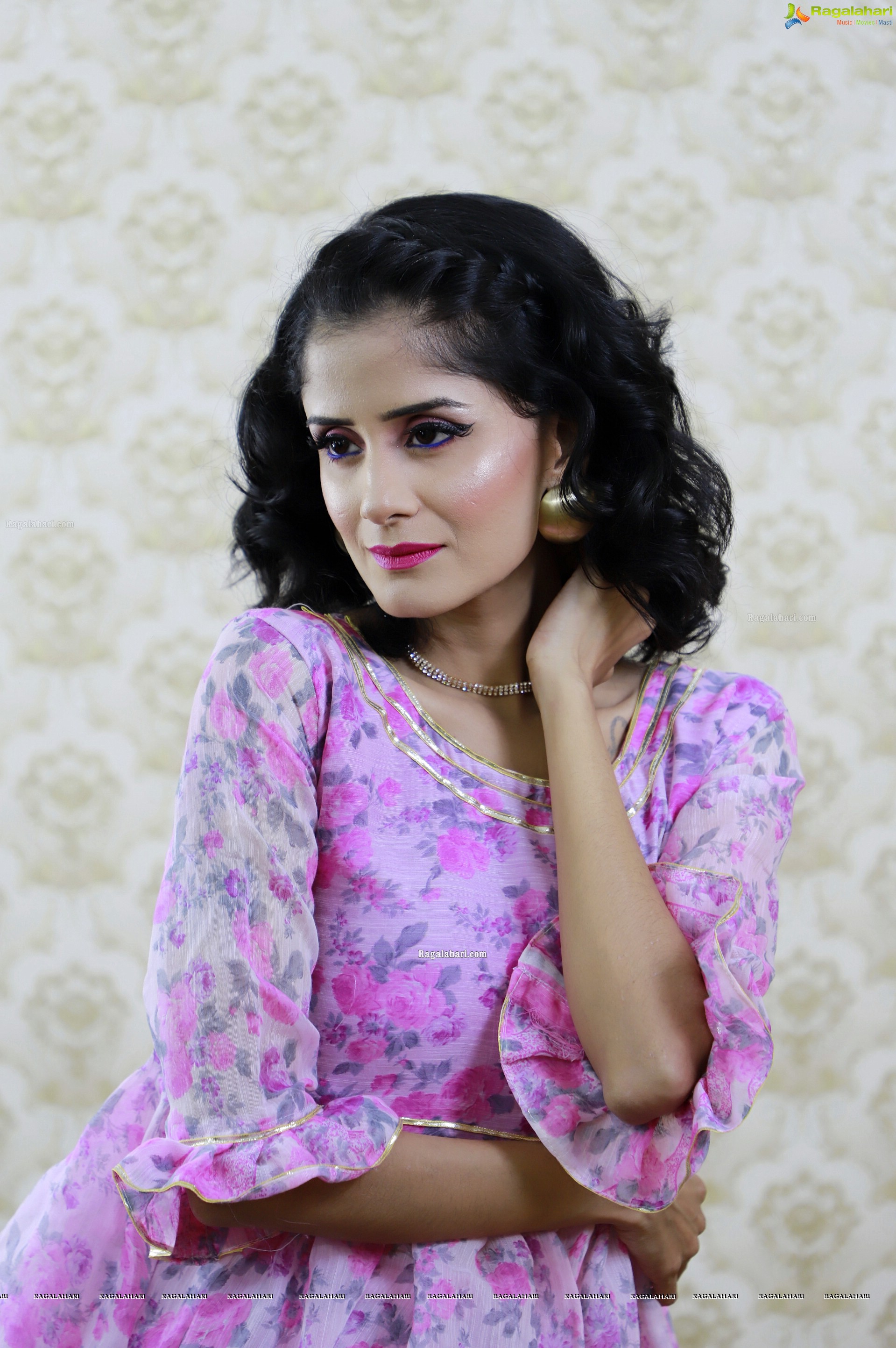 Anukriti Govind Sharma in Pink Floral Ruffle Dress, HD Gallery