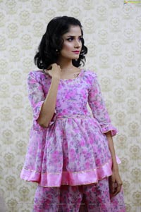 Anukriti Govind Sharma in Pink Floral Ruffle Dress