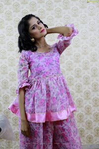 Anukriti Govind Sharma in Pink Floral Ruffle Dress