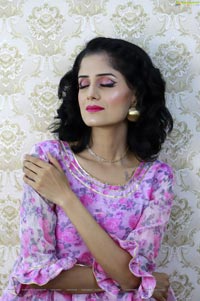 Anukriti Govind Sharma in Pink Floral Ruffle Dress