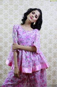 Anukriti Govind Sharma in Pink Floral Ruffle Dress