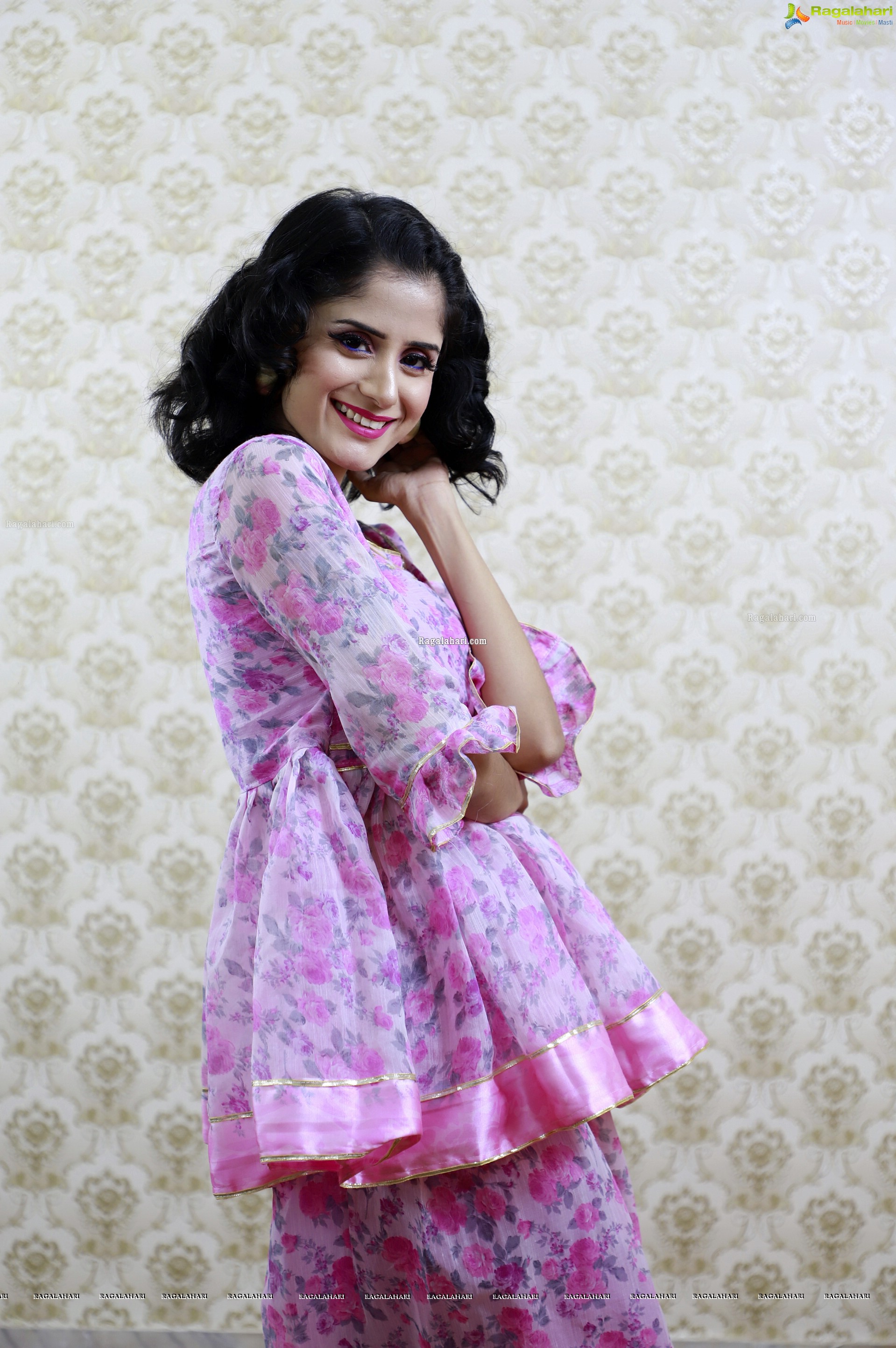 Anukriti Govind Sharma in Pink Floral Ruffle Dress, HD Gallery