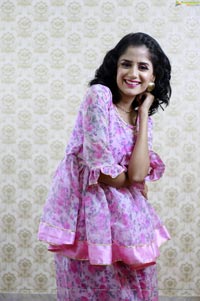 Anukriti Govind Sharma in Pink Floral Ruffle Dress