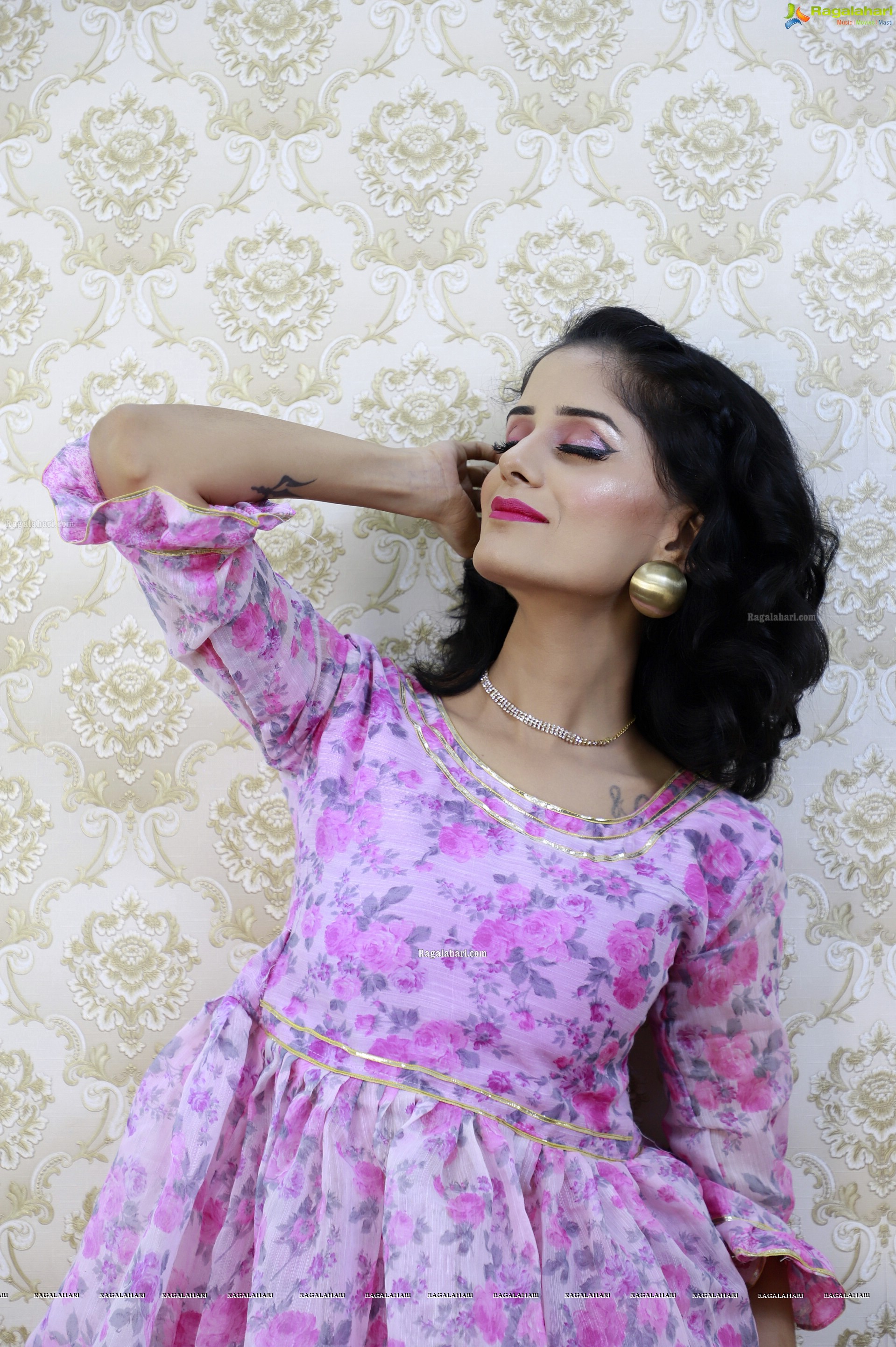 Anukriti Govind Sharma in Pink Floral Ruffle Dress, HD Gallery