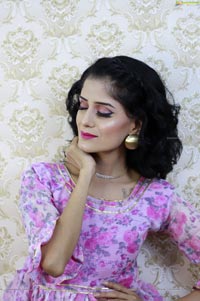 Anukriti Govind Sharma in Pink Floral Ruffle Dress