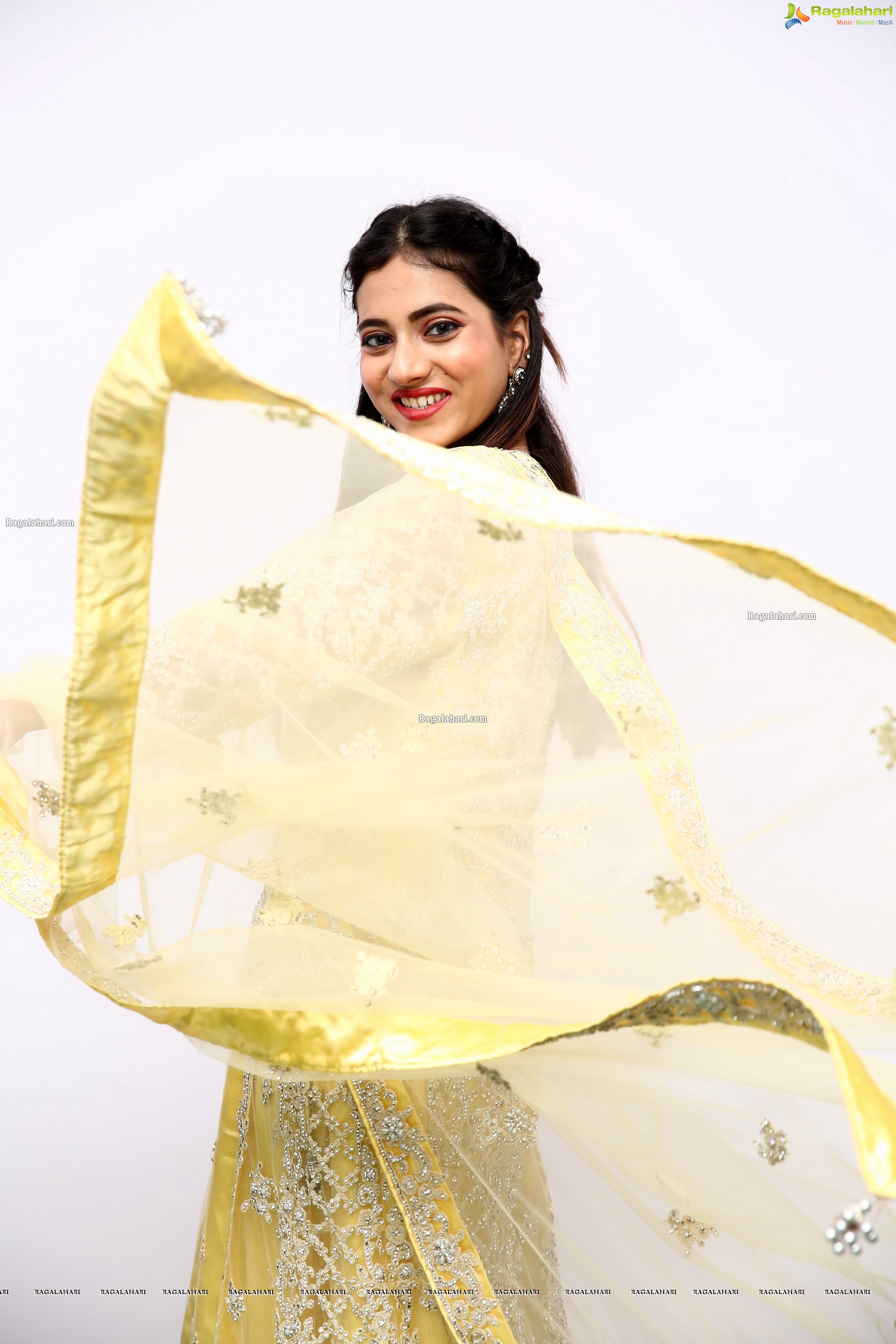 Dimple Thakur in Yellow Designer Lehenga Choli, HD Photo Gallery