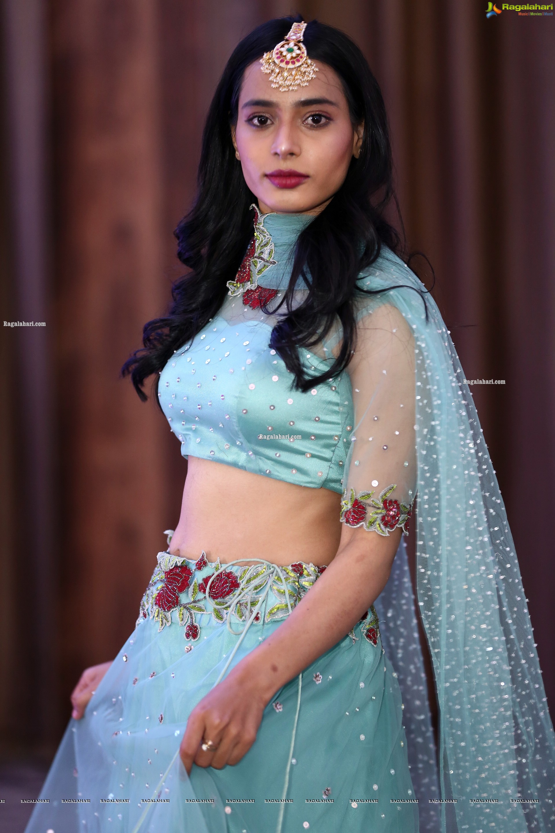 Farida Yousuf in Blue Lehenga Choli, HD Photo Gallery