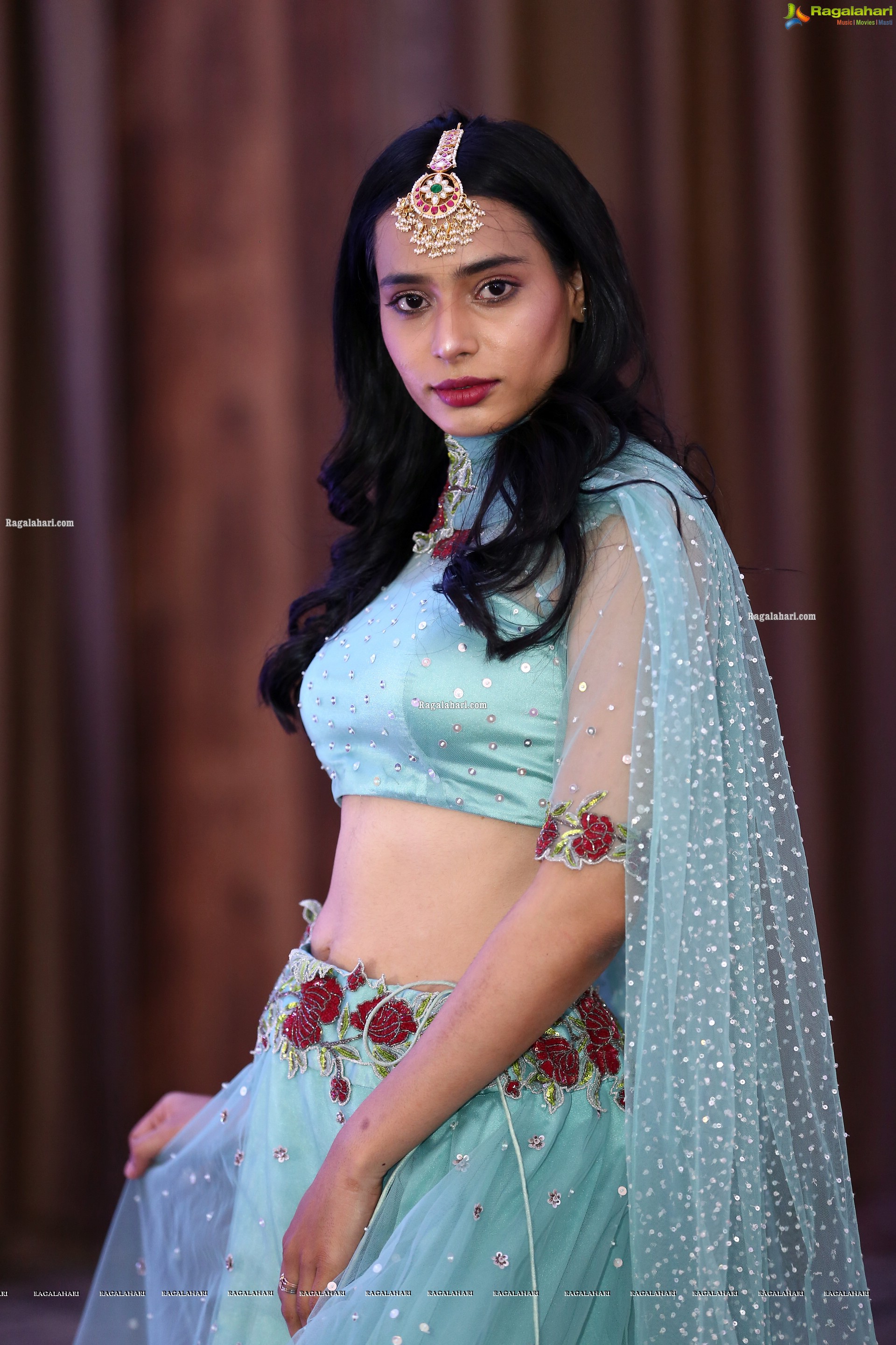 Farida Yousuf in Blue Lehenga Choli, HD Photo Gallery