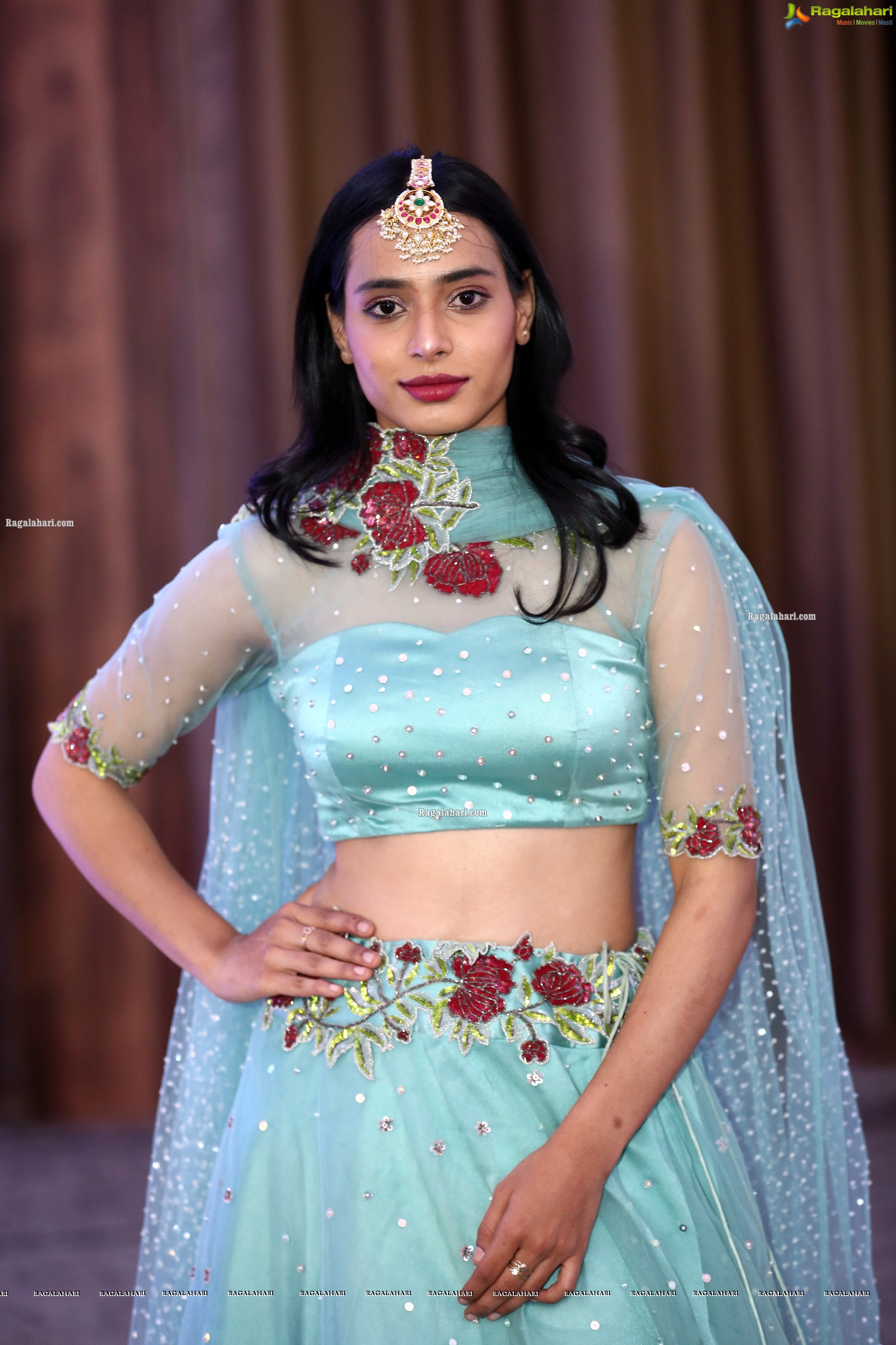 Farida Yousuf in Blue Lehenga Choli, HD Photo Gallery