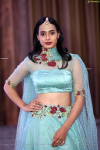 Farida Yousuf in Blue Lehenga Choli