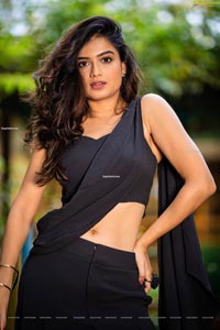 Hemal Ingle in Black Dress