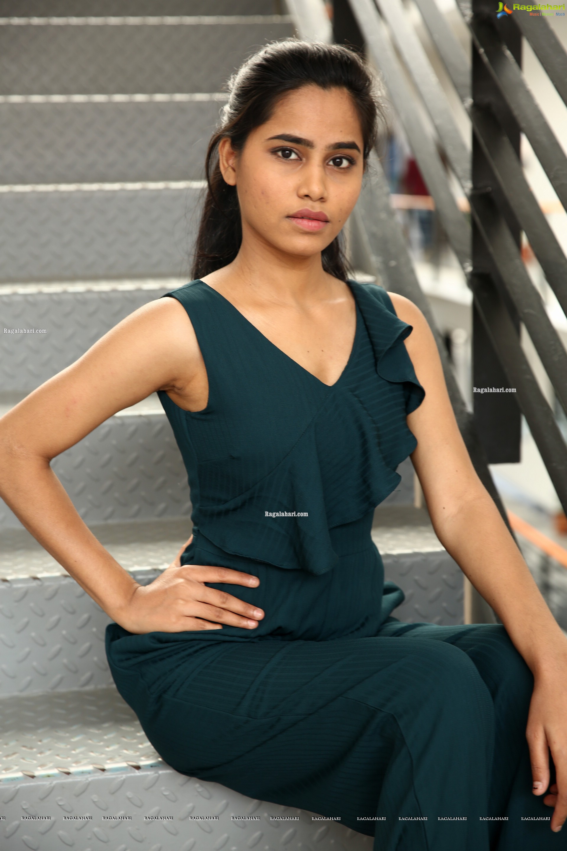 Ramya Rajput in Teal Green Ruffle Jumpsuit, HD Photo Gallery