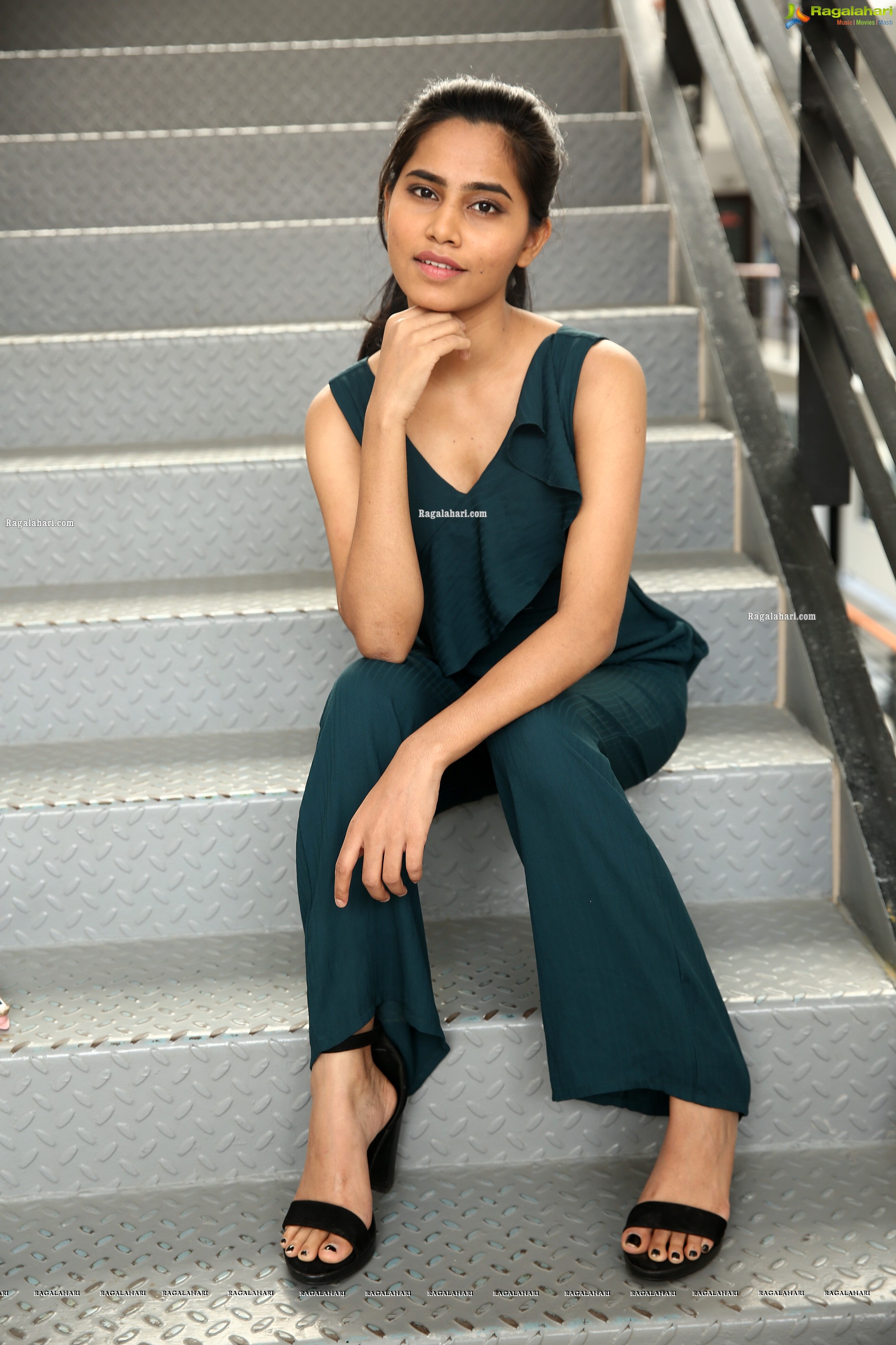 Ramya Rajput in Teal Green Ruffle Jumpsuit, HD Photo Gallery