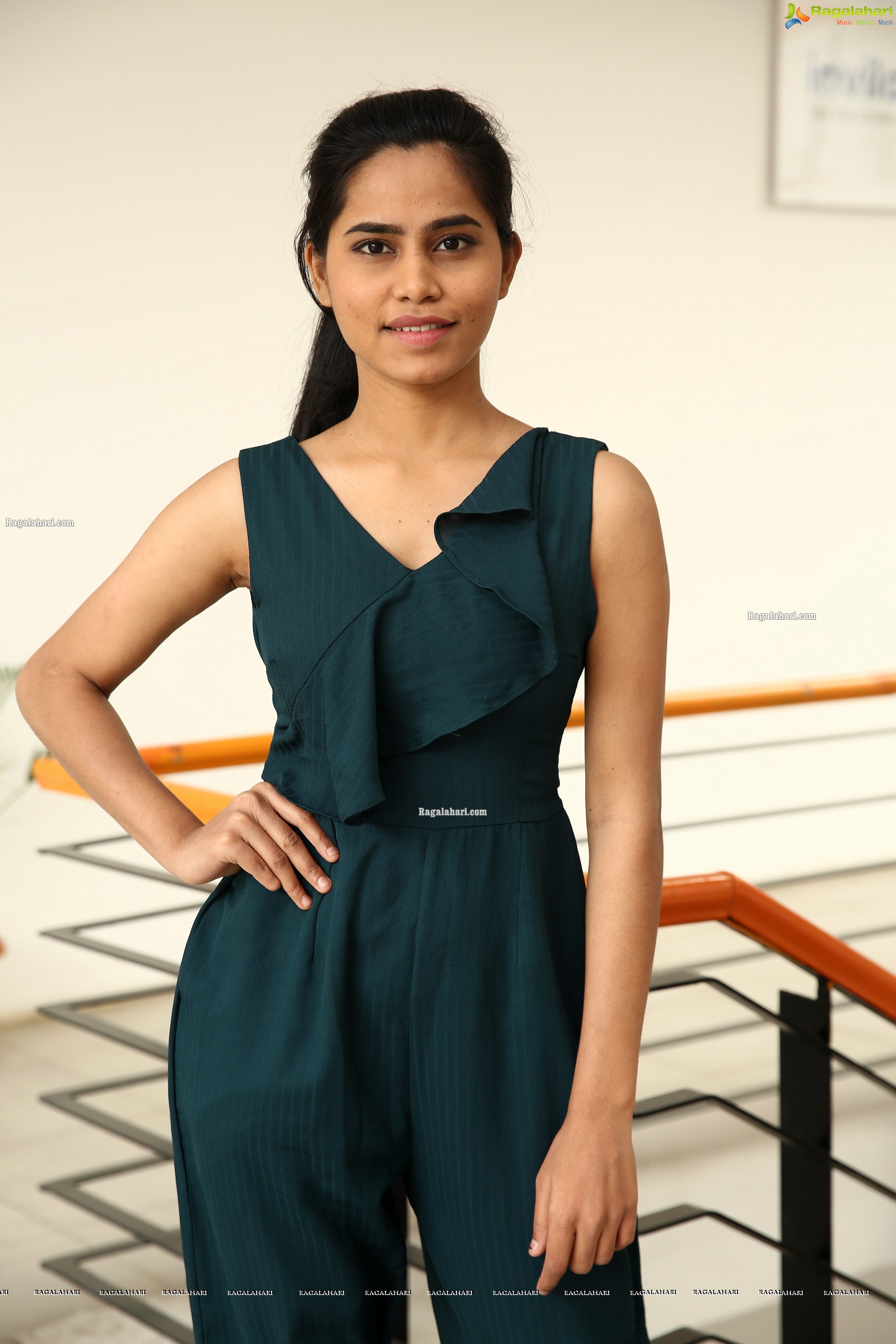 Ramya Rajput in Teal Green Ruffle Jumpsuit, HD Photo Gallery