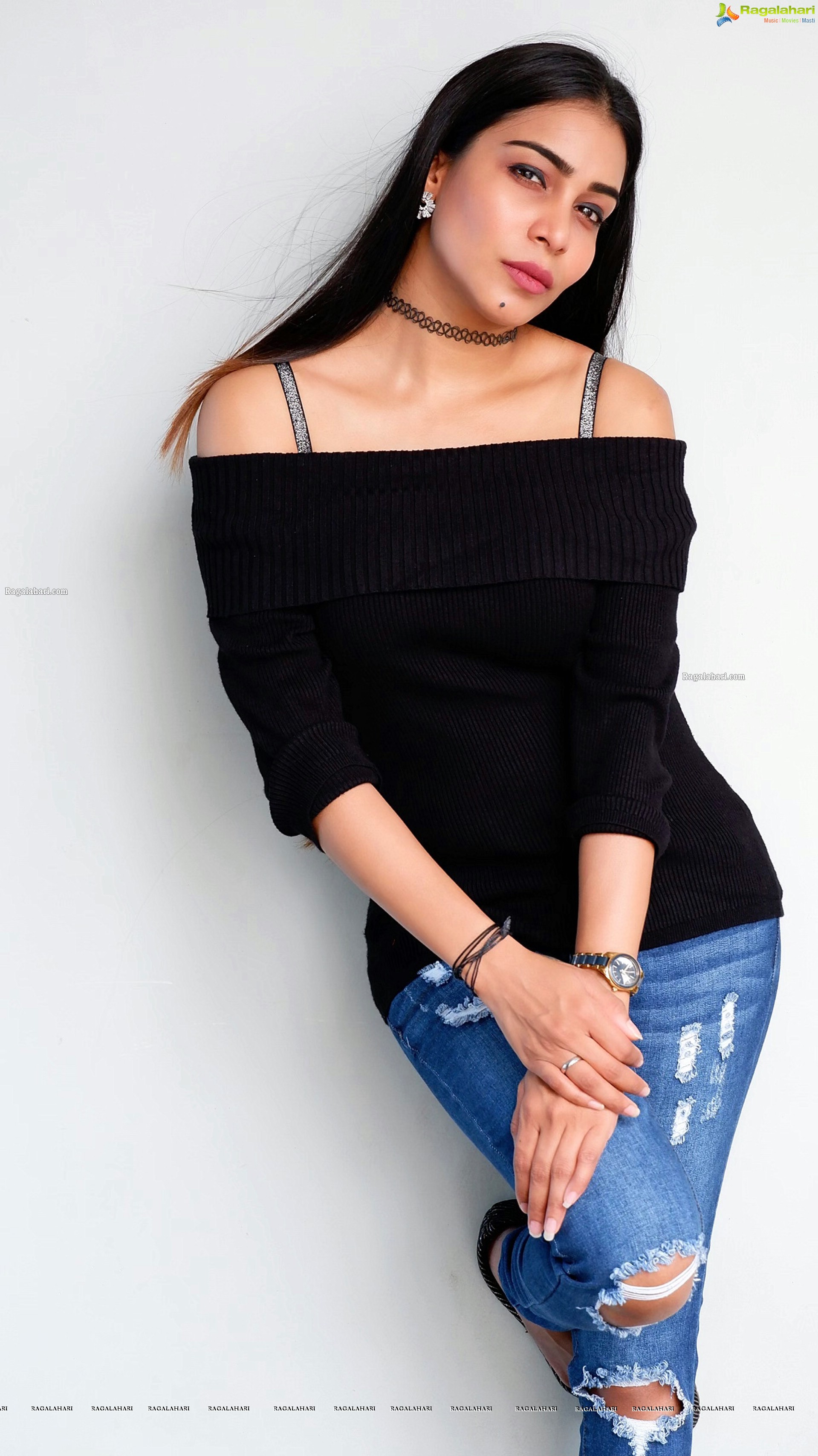 Sanjana Anne in Black Top and Jeans, HD Photo Gallery