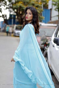 Shunaya Solanki in Blue Ruffle Saree