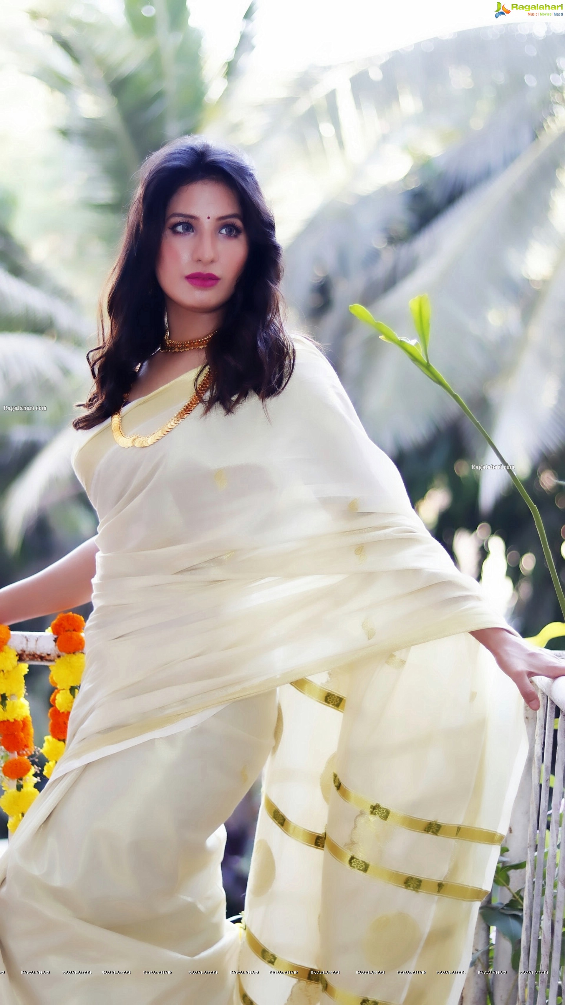 Shunaya Solanki in Blue Ruffle Saree, HD Photo Gallery