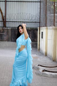 Shunaya Solanki in Blue Ruffle Saree