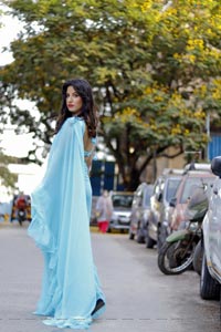 Shunaya Solanki in Blue Ruffle Saree