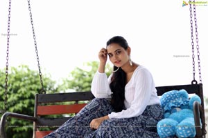 Vaanya Aggarwal in Blue Printed Maxi Skirt and White Top