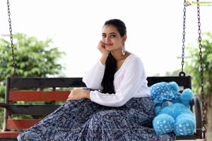 Vaanya Aggarwal in Blue Printed Maxi Skirt and White Top