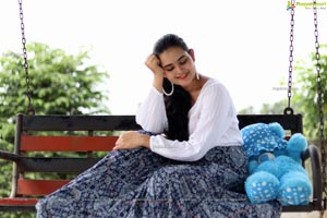 Vaanya Aggarwal in Blue Printed Maxi Skirt and White Top