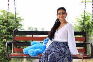 Vaanya Aggarwal in Blue Printed Maxi Skirt and White Top