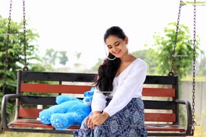 Vaanya Aggarwal in Blue Printed Maxi Skirt and White Top