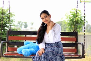 Vaanya Aggarwal in Blue Printed Maxi Skirt and White Top