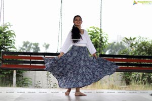 Vaanya Aggarwal in Blue Printed Maxi Skirt and White Top