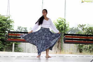 Vaanya Aggarwal in Blue Printed Maxi Skirt and White Top