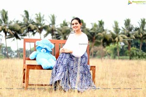 Vaanya Aggarwal in Blue Printed Maxi Skirt and White Top