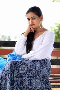 Vaanya Aggarwal in Blue Printed Maxi Skirt and White Top