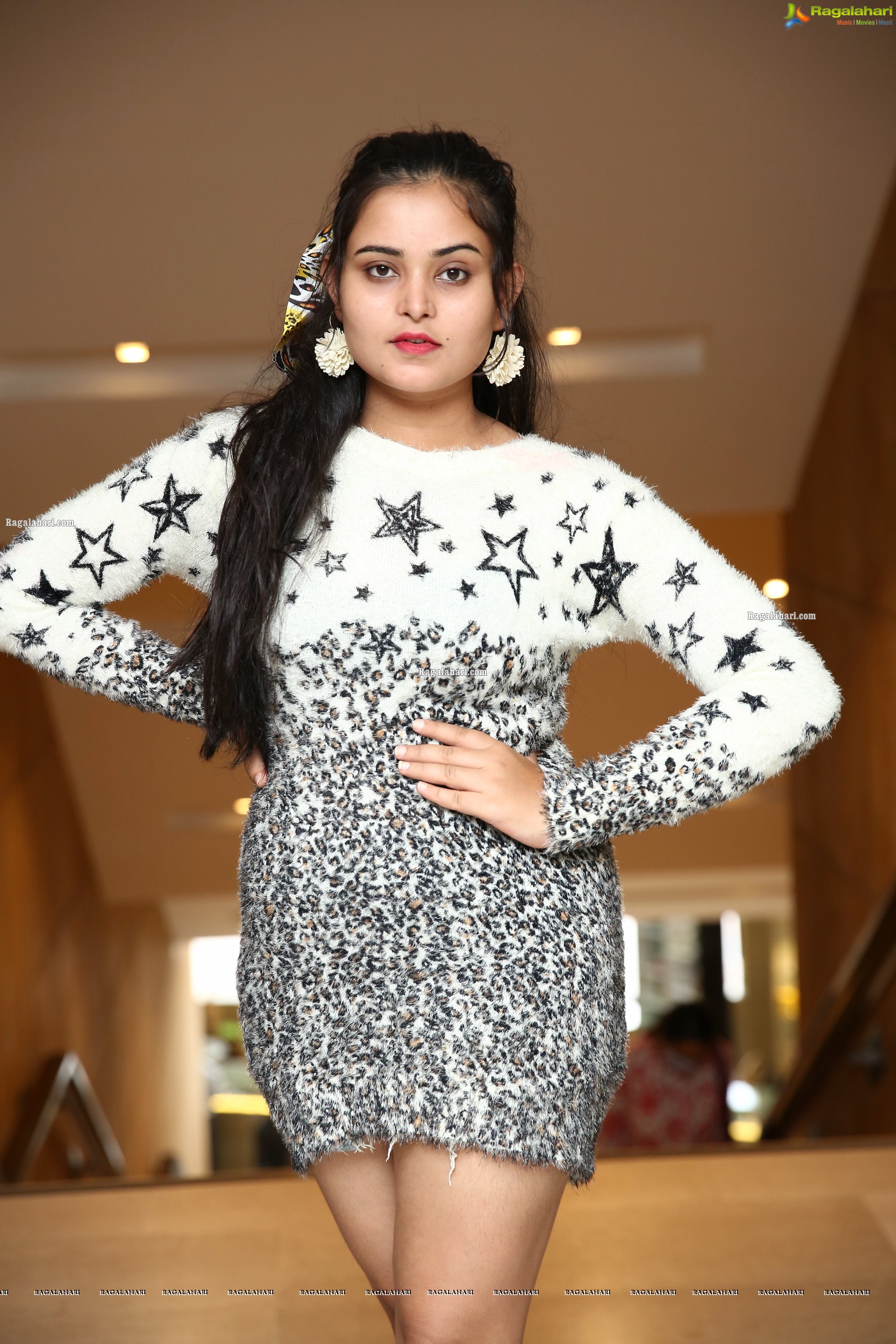 Vaanya Aggarwal in Faux Fur Mini Bodycon Dress, HD Photo Gallery