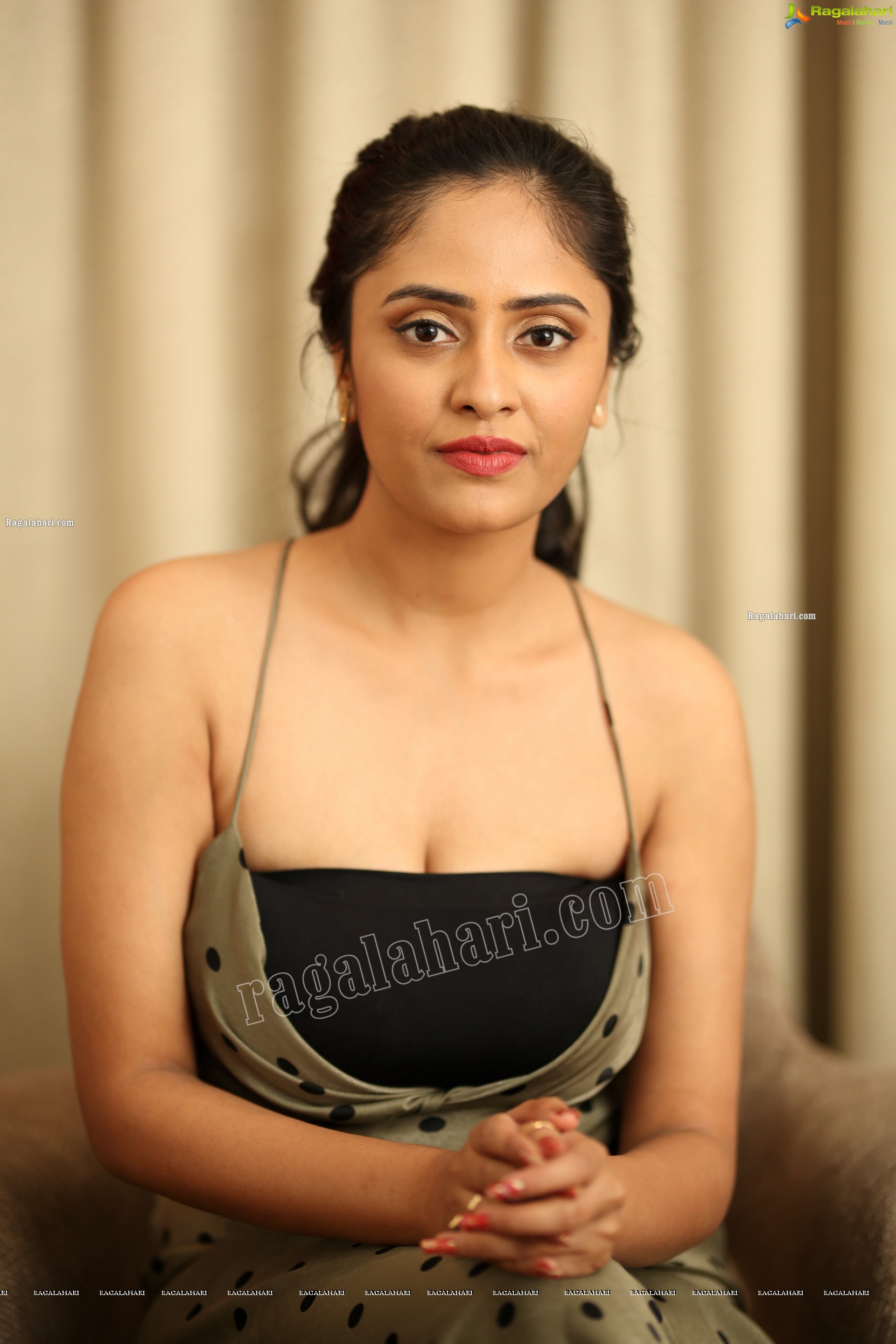 Sanya Thakur in Moss Green Polka Dot Dress, Exclusive Studio Shoot