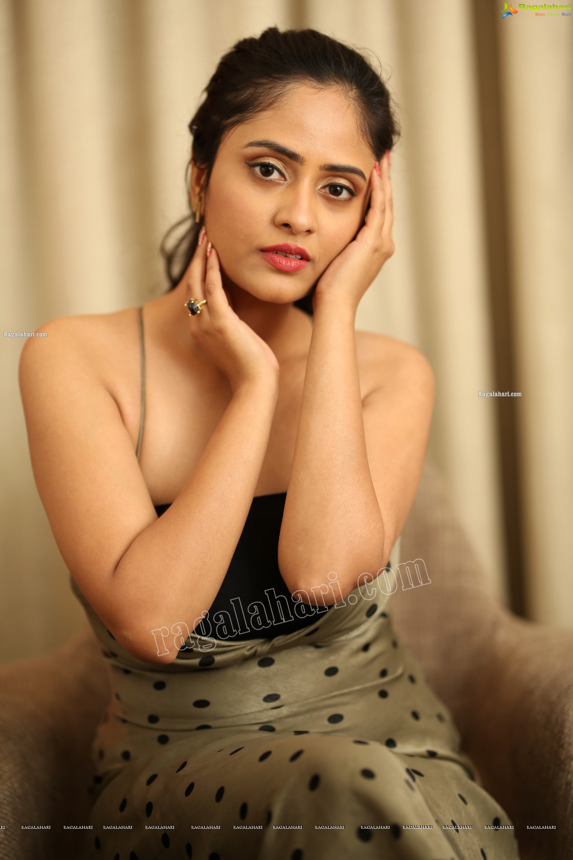 Sanya Thakur in Moss Green Polka Dot Dress, Exclusive Studio Shoot