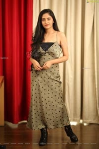 Sanya Thakur in Moss Green Polka Dot Dress