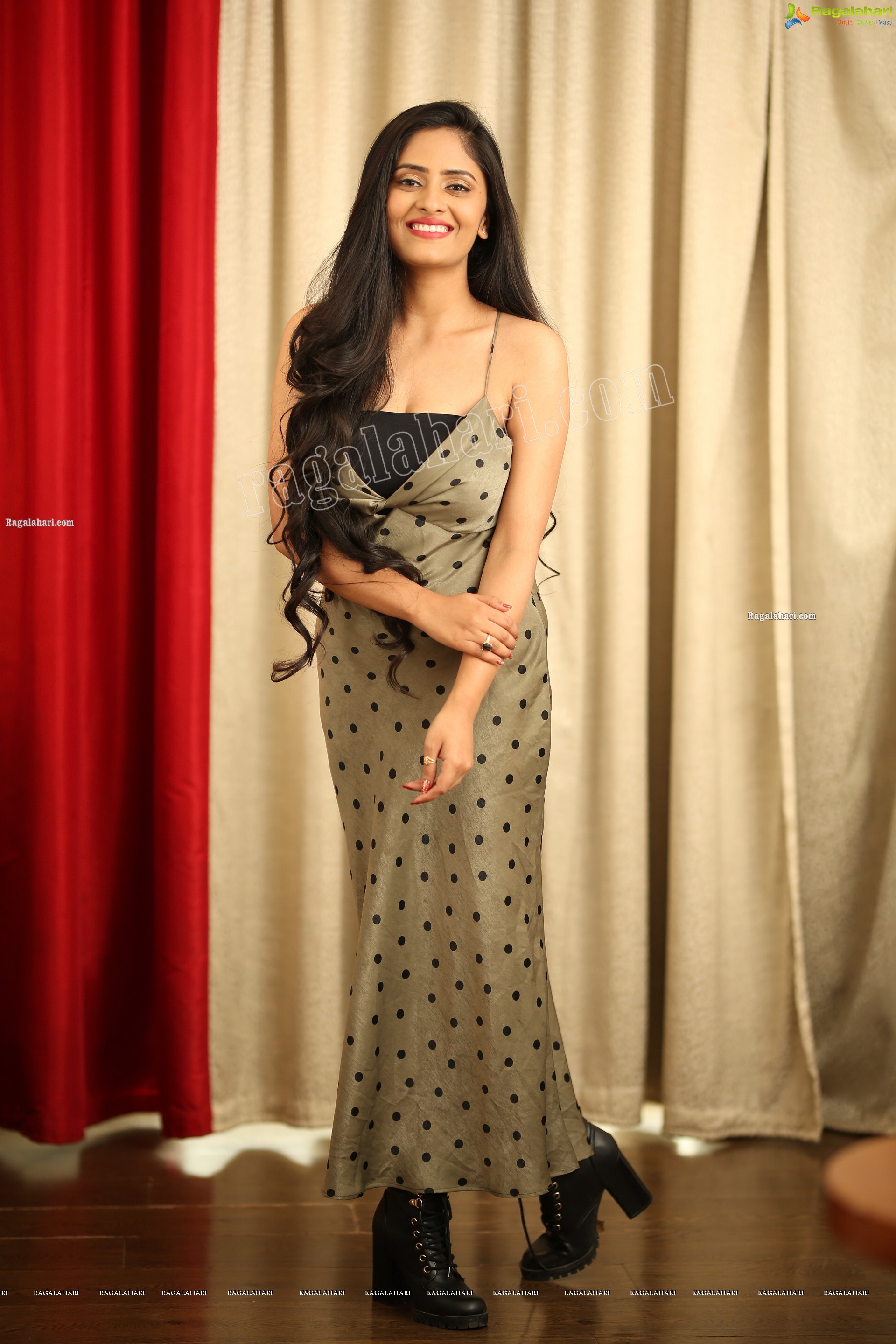 Sanya Thakur in Moss Green Polka Dot Dress, Exclusive Studio Shoot