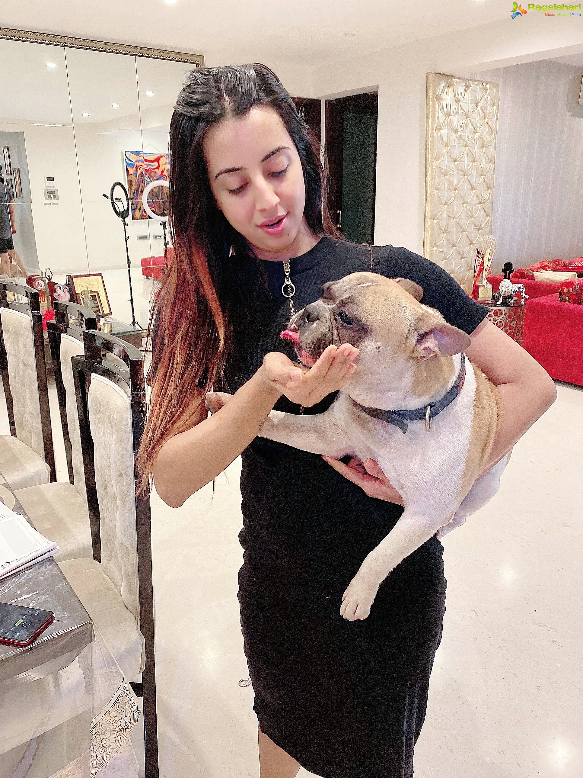 Sanjjanaa Galrani Poses With Her Pet Dog