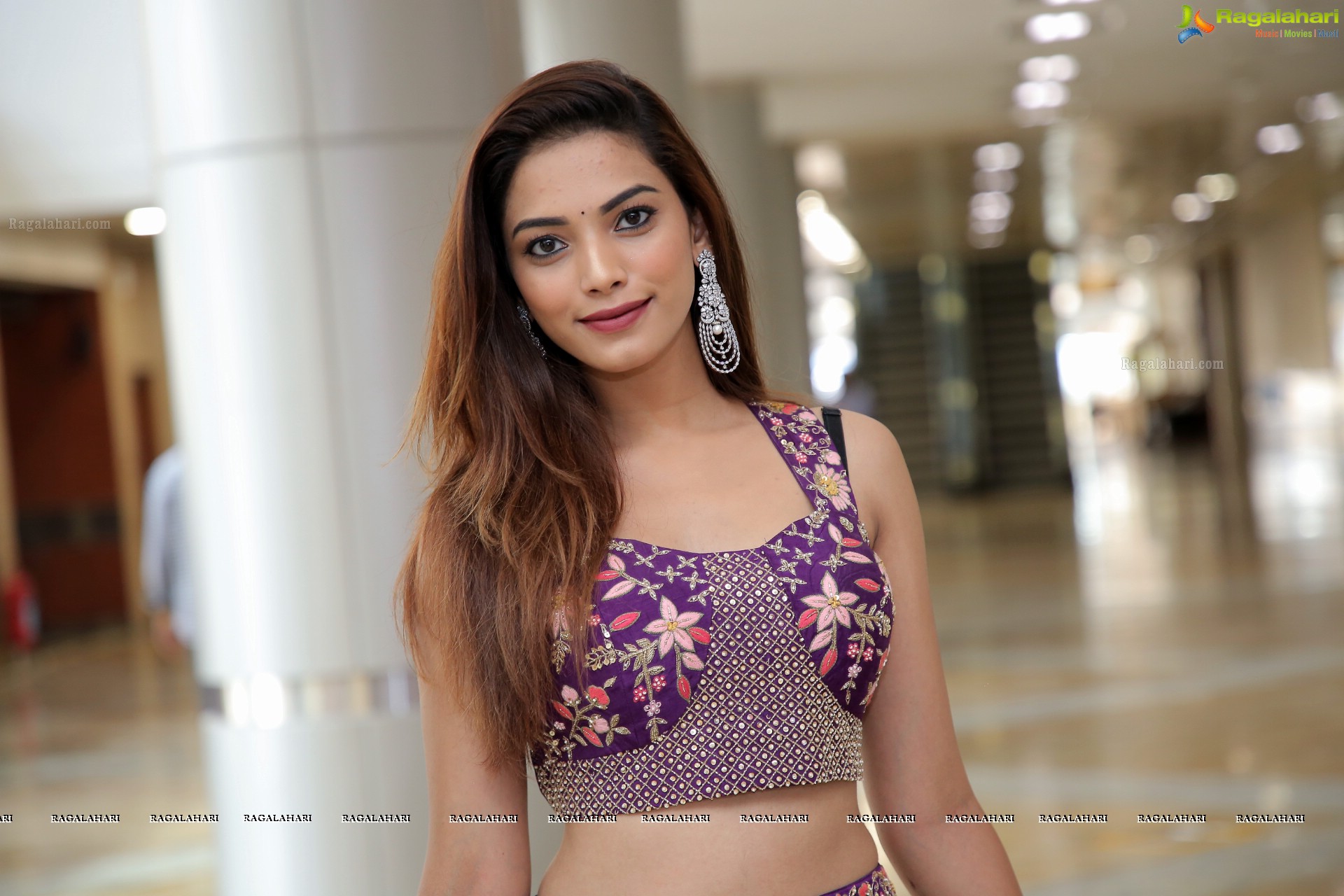 Harshini Balla in Purple Designer Lehenga Choli, HD Photo Gallery