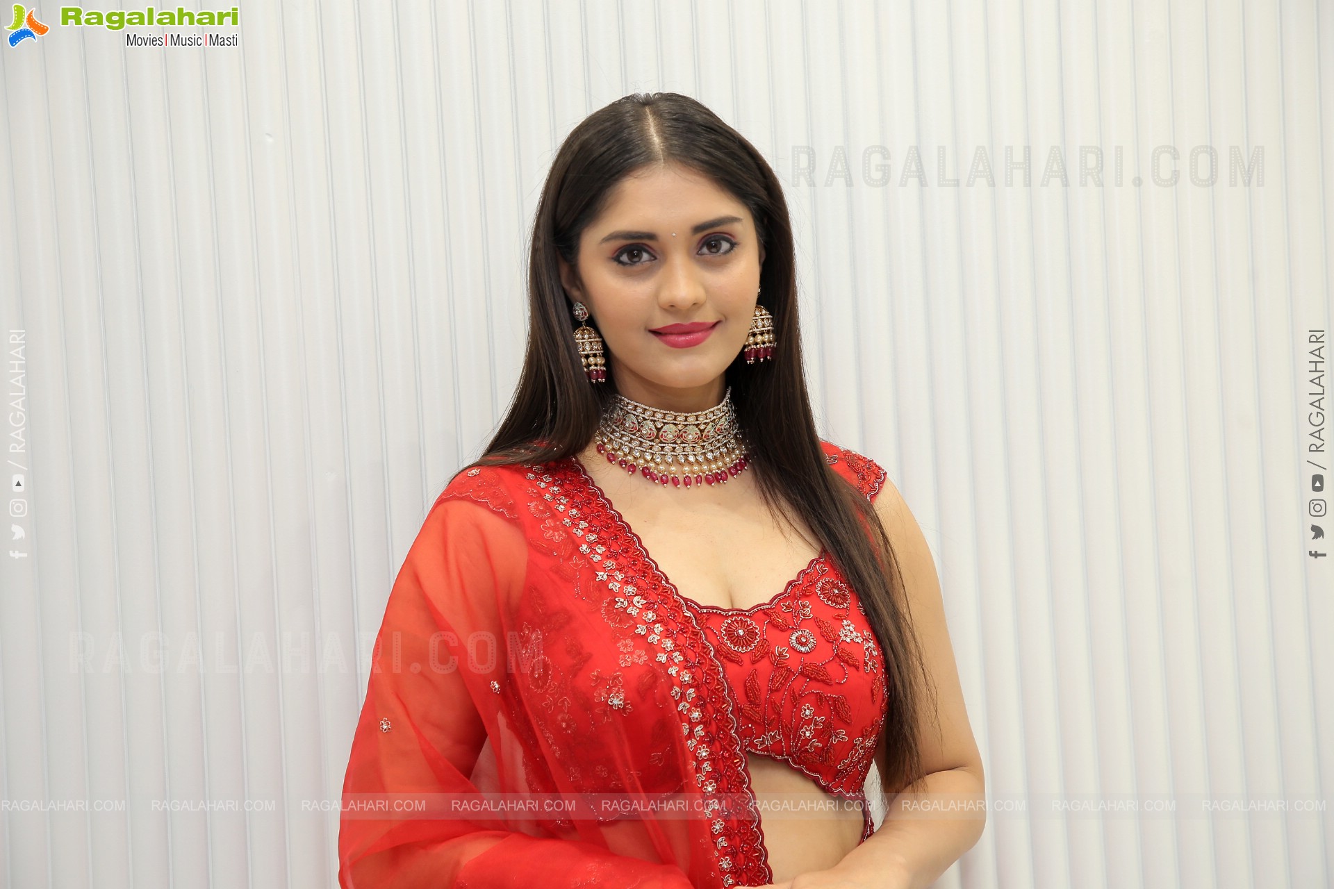 Surbhi Puranik in Red Designer Lehenga Choli, HD Photo Gallery