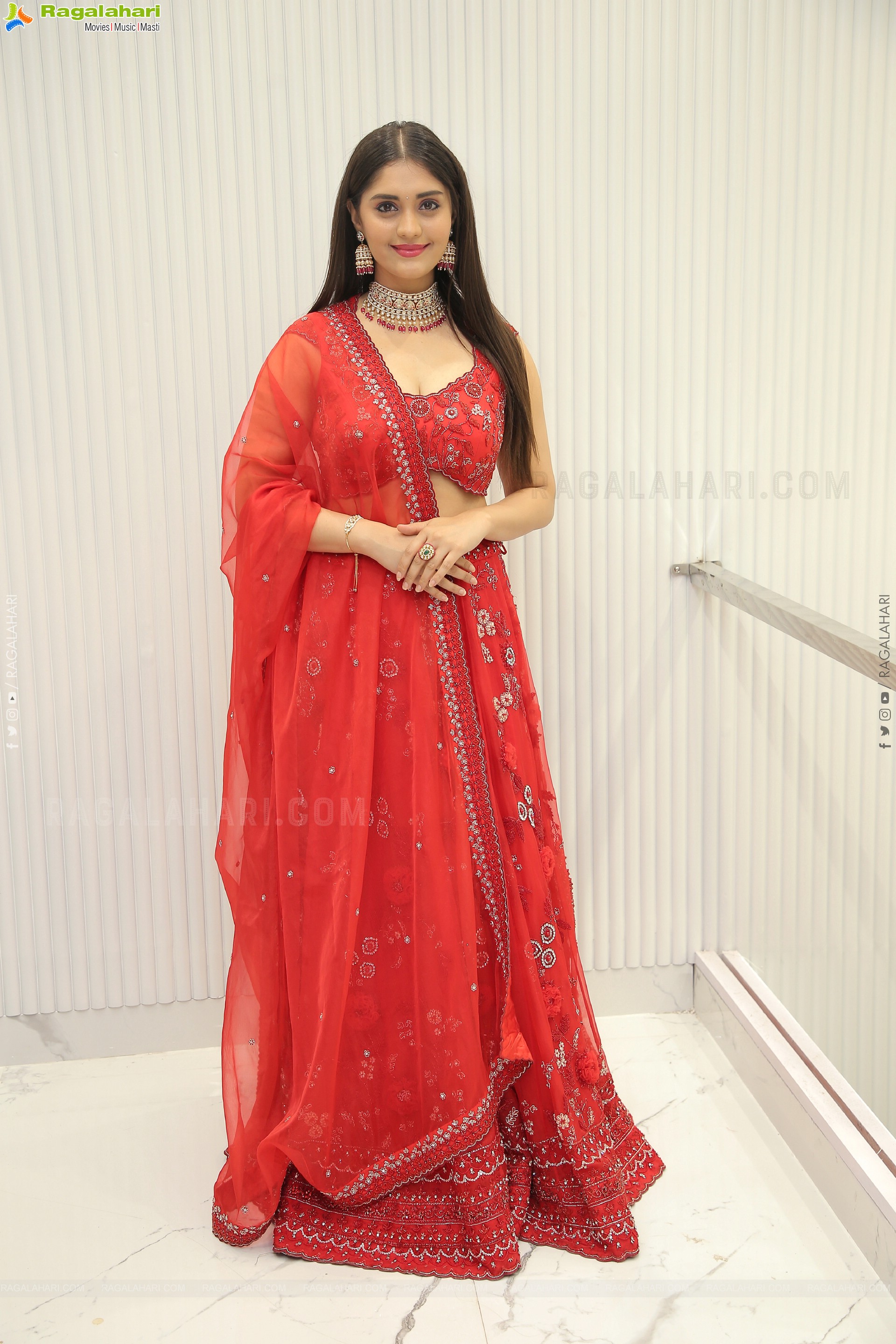 Surbhi Puranik in Red Designer Lehenga Choli, HD Photo Gallery