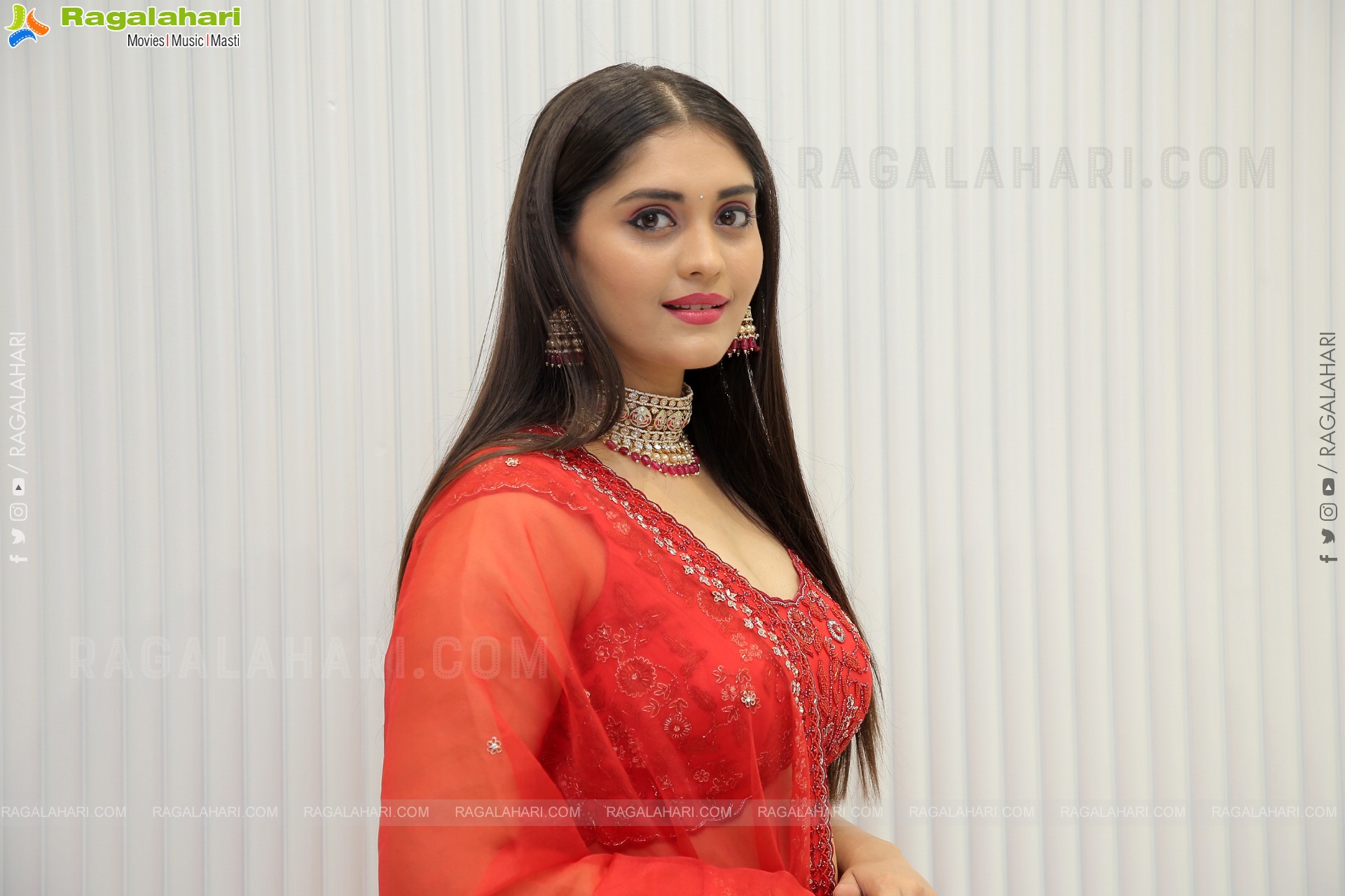 Surbhi Puranik in Red Designer Lehenga Choli, HD Photo Gallery