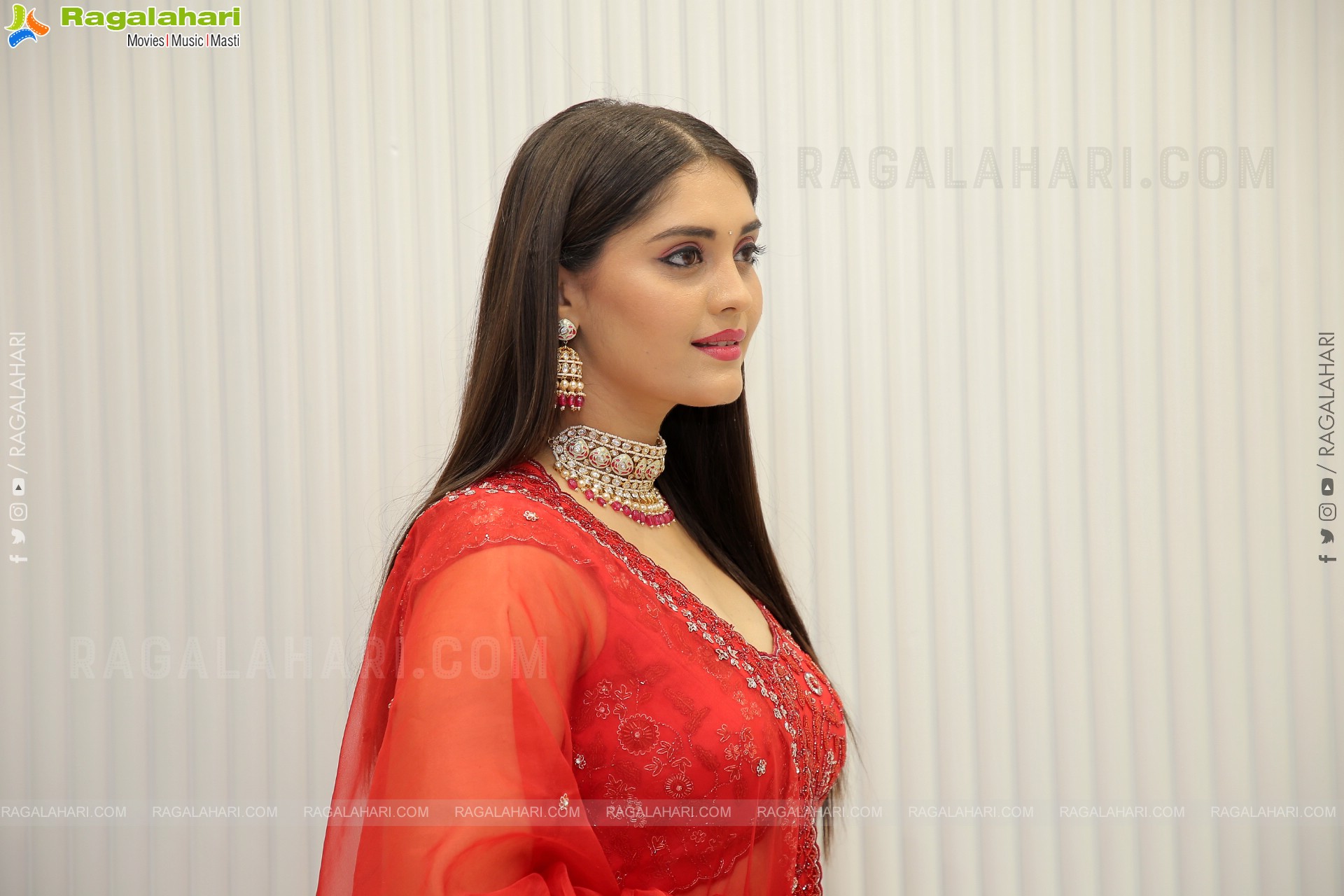 Surbhi Puranik in Red Designer Lehenga Choli, HD Photo Gallery