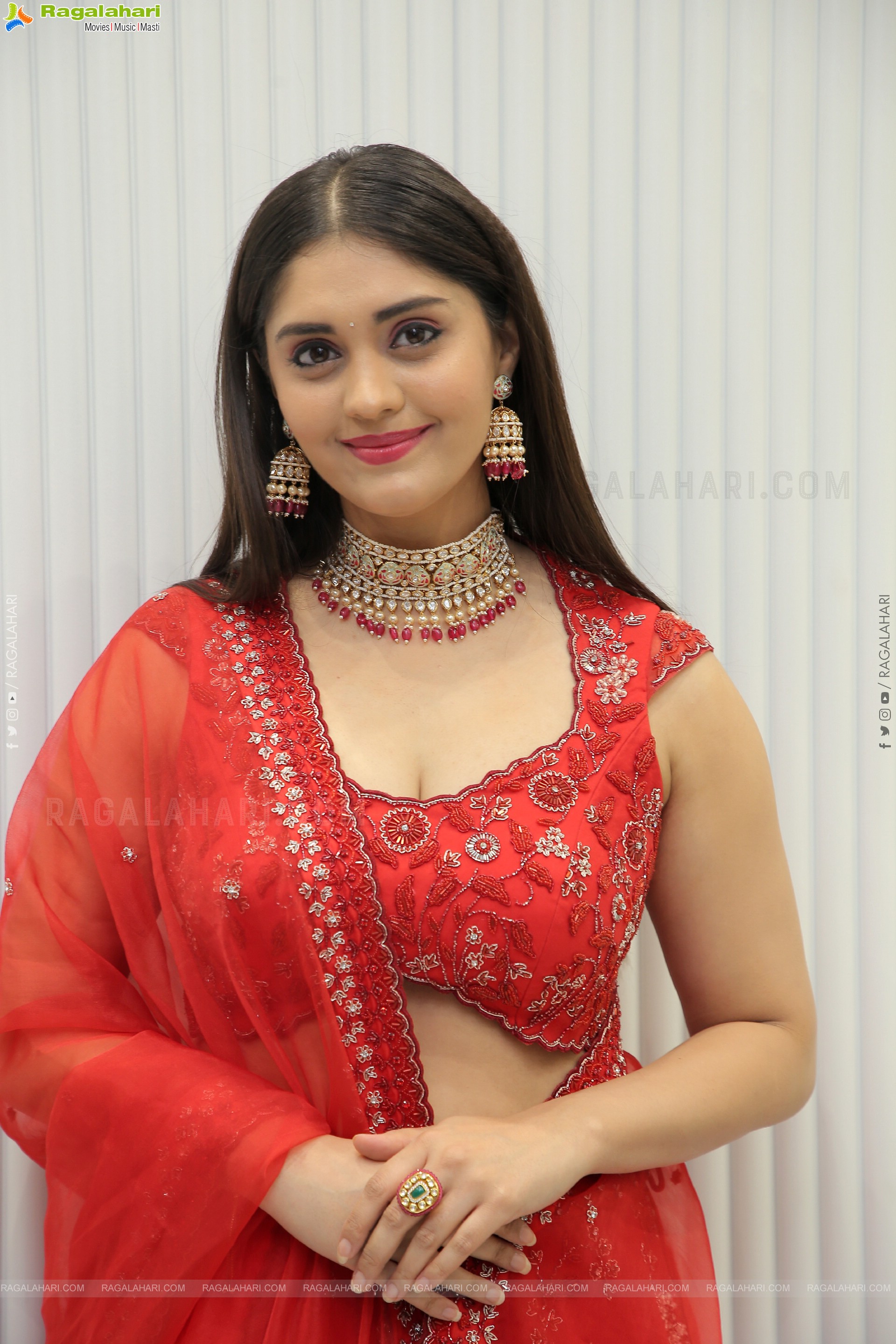 Surbhi Puranik in Red Designer Lehenga Choli, HD Photo Gallery