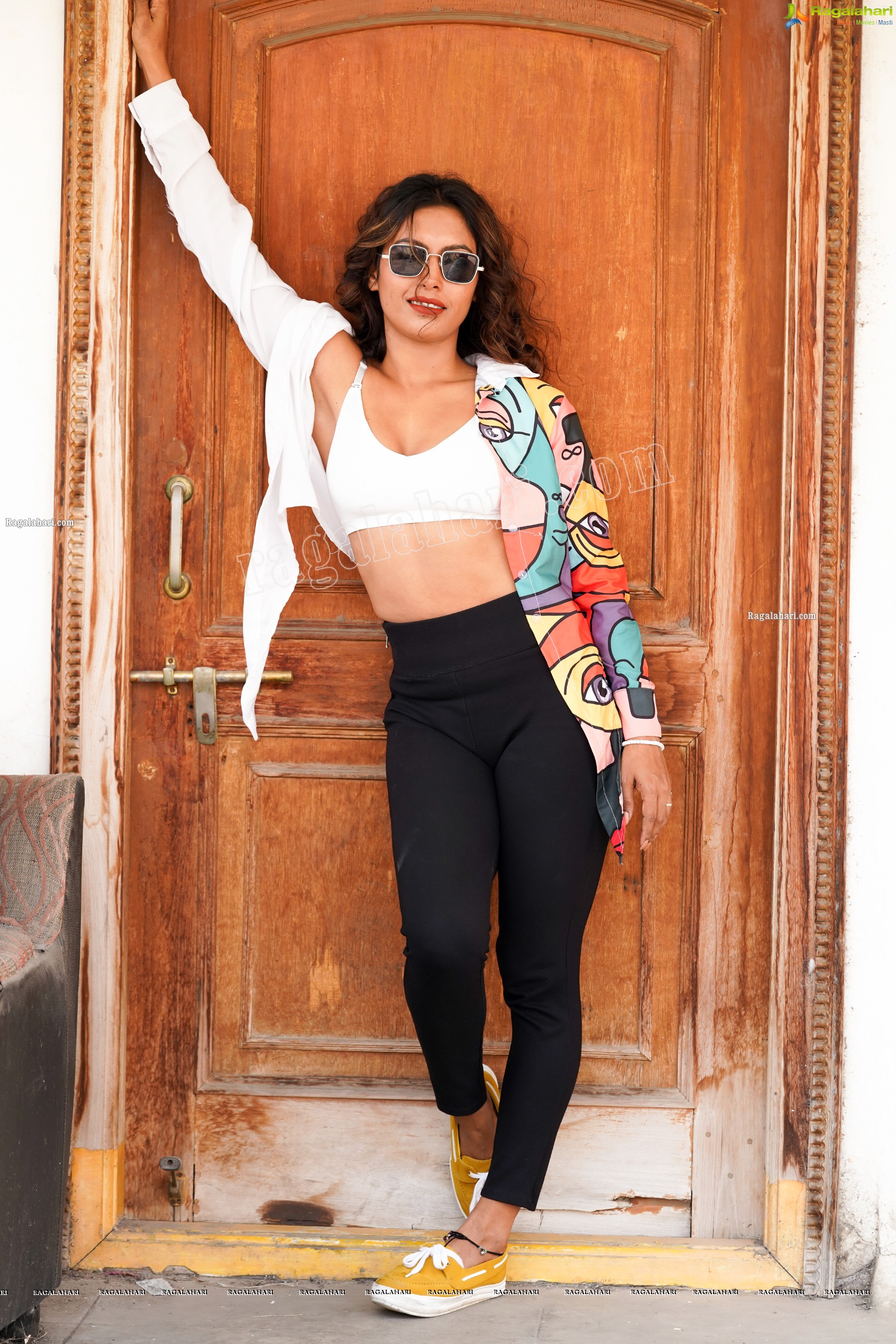 Ankita Bhattacharya in White Printed Crop Top and Black Pant, Exclusive Photoshoot