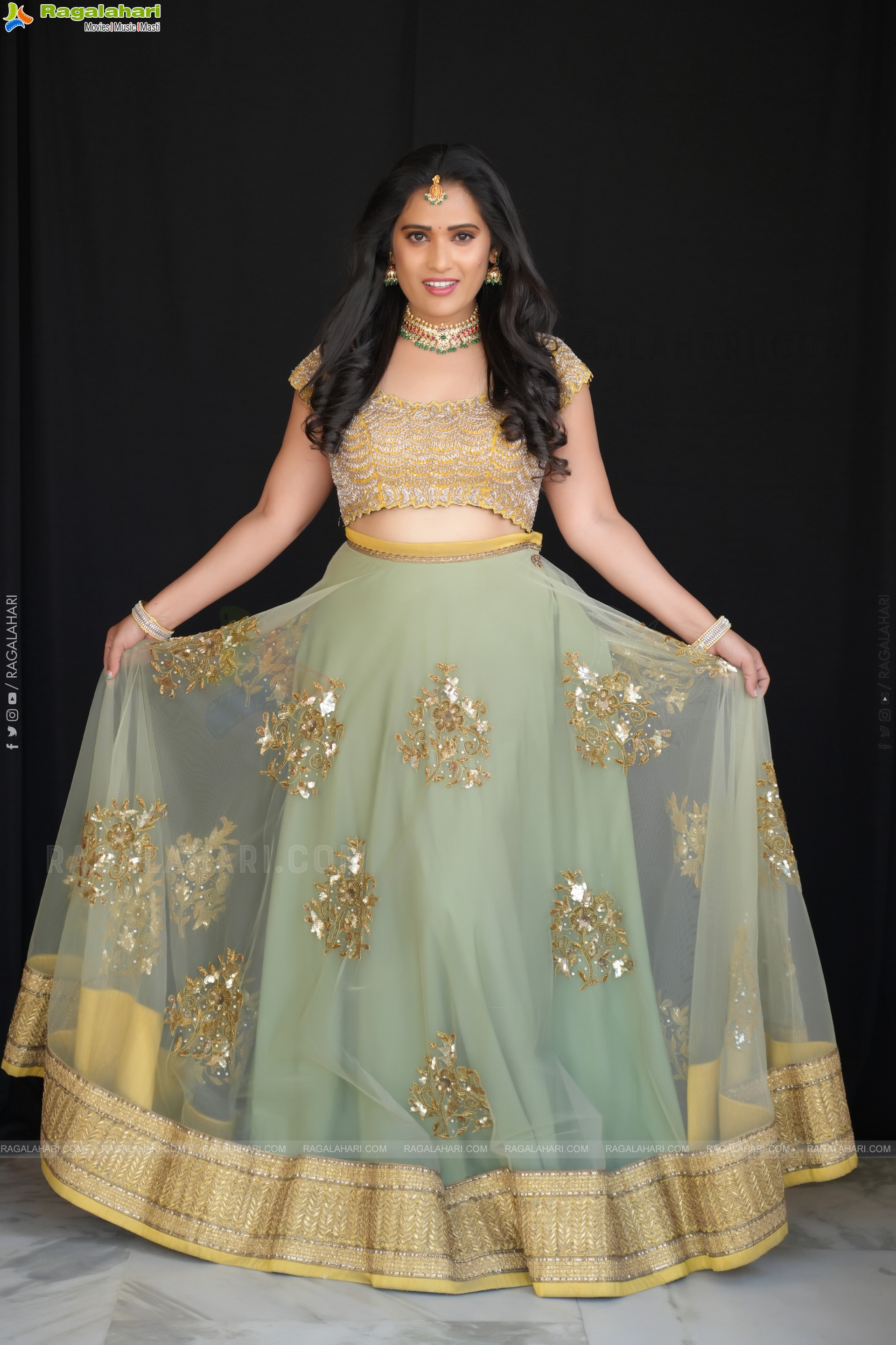 Anusha Parada in Lily Green Lehenga Choli, Exclusive Photo Shoot